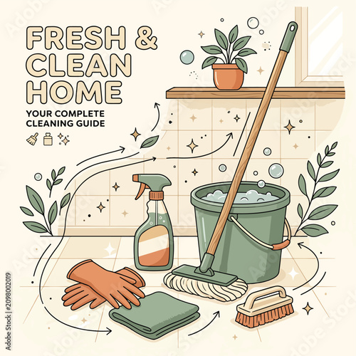 Schilderij op canvas Cleaning supplies for a fresh home.