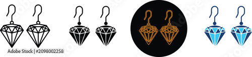 Schilderij op canvas Four Styles Of Diamond Shaped Earrings