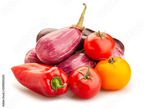 aubergine eggplant vegetable mix path isolated on white