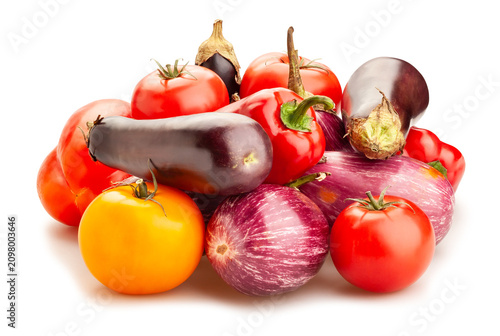 aubergine eggplant vegetable mix path isolated on white