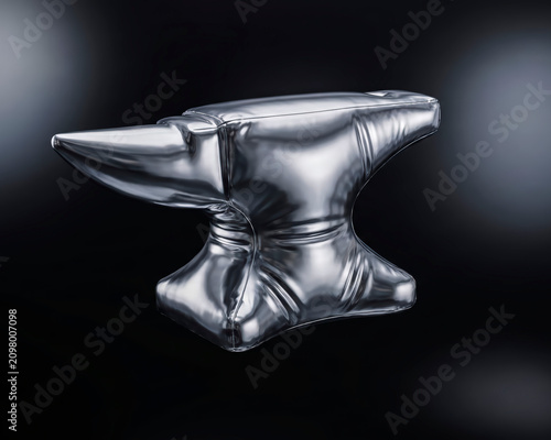 Abstract Surreal Anvil Crafted from Liquid Chrome - Conceptual 3D Render