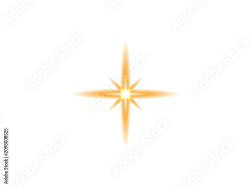 Golden starburst sparkle effect isolated on transparent background perfect for digital art and graphic design projects