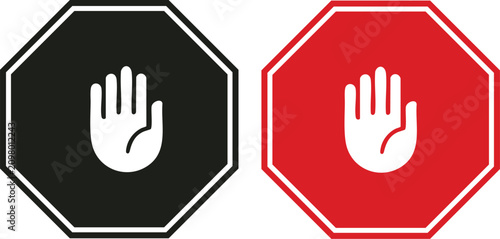 Obraz na płótnie Prohibited Access and Warning Sign Icons Set