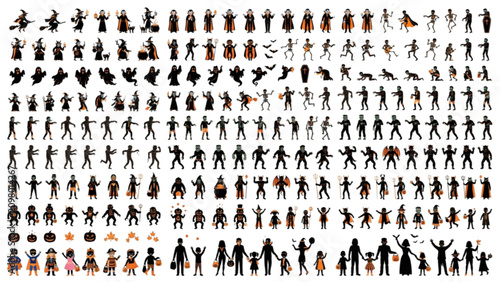 100+ Halloween Silhouette Characters Witch Ghost Monster Vector Library Collection
