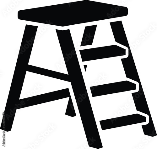 Silhouette design of a simple folding household step ladder icon vector