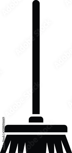 Silhouette design of a simple household floor cleaning broom vector