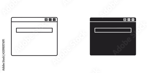 Two Browser Outline and Solid Black Representing Web Browsing and Digital Interface