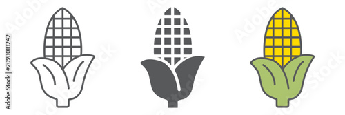 Corn line icon, farm and harvest, sweetcorn sign, vector graphics, a linear pattern on a white background.