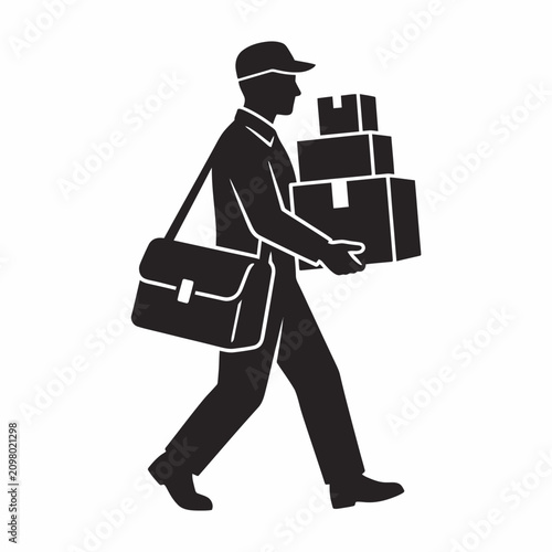 Foto Man delivering packages on the move.