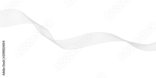 Fotografie elegant and flowing grey silk ribbon gracefully drifting through the air, creating a soft minimalist curve that evokes a sense of fluid motion and delicate sophistication