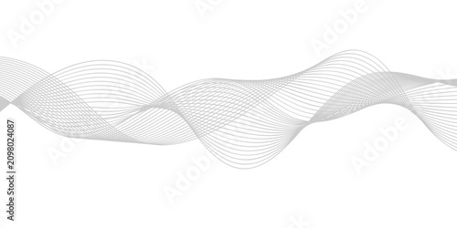 Принти на полотні abstract wave pattern graphic, clean, minimalist, smooth, flowing, light grey lines creating undulating curves across a white background, symbolizing data flow, sound waves, or energy