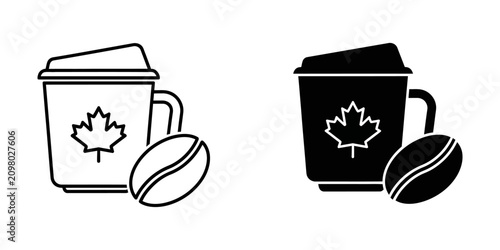 Foto Coffee cup and coffee bean icon set with beverage caffeine breakfast isolated il