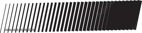 Foto Abstract black graphic pattern with slanted parallel lines and growing thickness