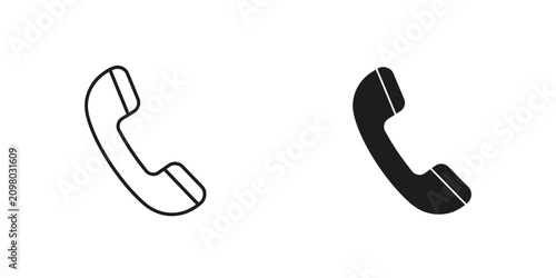 Photos Retro telephone handset vector icons with telephone communication telephony illu