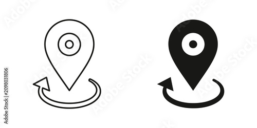 Schilderij op canvas Location map pin with rotation arrow icon set location navigation rotation track