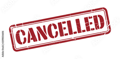Valokuva CANCELLED Stamp: A bold red stamp with the word CANCELLED printed across it, conveying a definitive refusal or termination