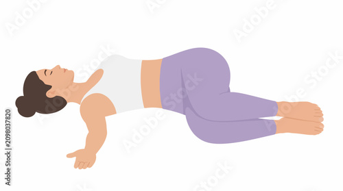 фотографія Woman performing supine spinal twist yoga pose on white background