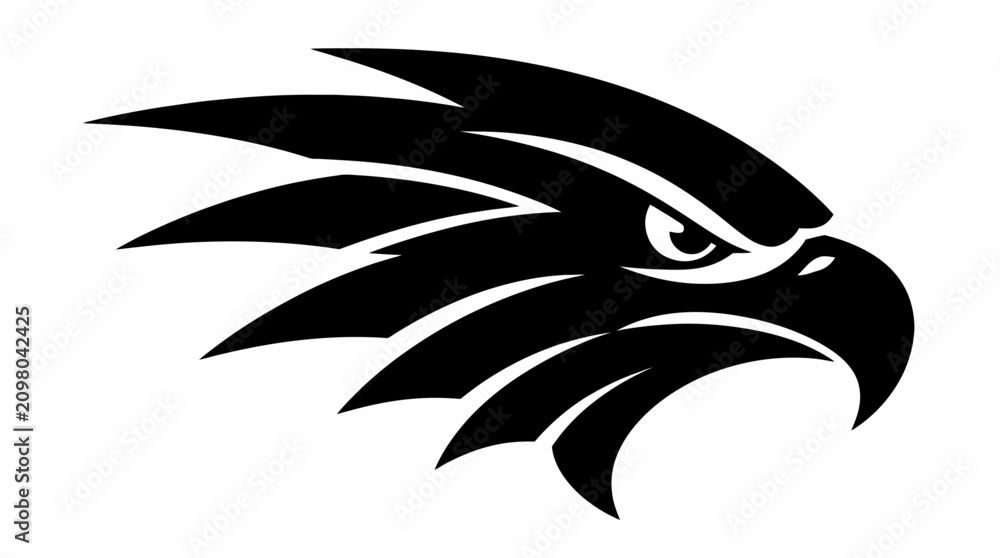 Fototapeta premium Sharp eagle head profile mascot logo black white