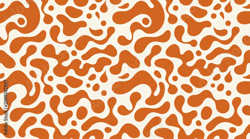 Orange Abstract Seamless Pattern Groovy Retro Fluid Shapes