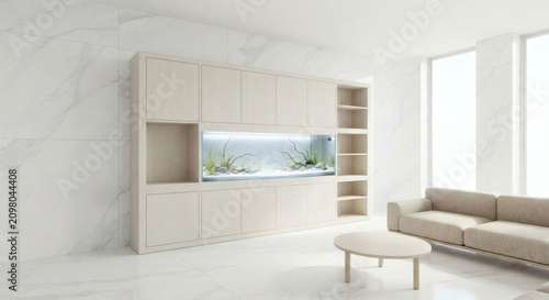 Minimalist White Marble Fish Tank
