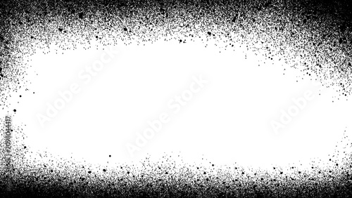 Black grunge spray paint splatter frame border