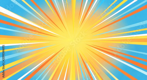鮮やかでエネルギッシュな放射状の集中線：セール・イベント用背景　Vivid and Energetic Radial Speed Lines: Background for Sales and Events