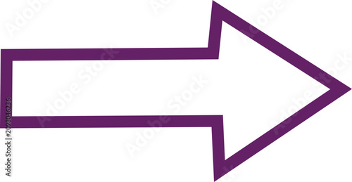 Purple outline arrow pointing right on a plain white background