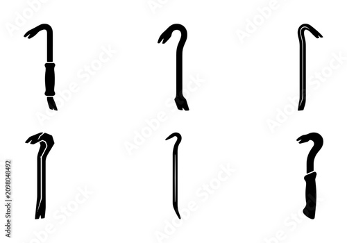 Bild auf Leinwand Crowbar Icons Set, Pry Bar Vector Graphics, Tool Collection for Security and Con
