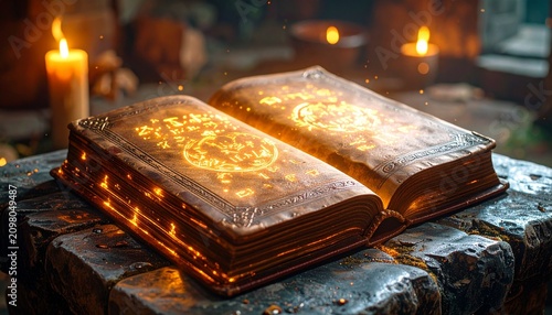 Ancient Magical Book Glowing