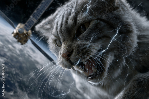 Fierce Cat in Thunderstorm
