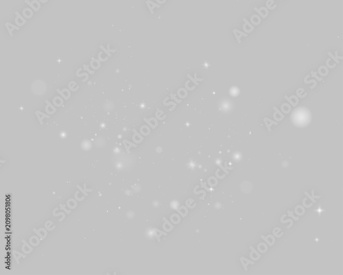 White sparkling particles surround soft luminous circles in an abstract composition. Subtle blurred light creates a dreamy refined appearance. Isolated glowing overlay for creative projects PNG.