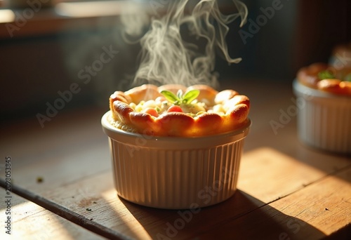 Individual Ramekin Chicken Pot Pie Flaky Crust Comfort Food Rustic Charm