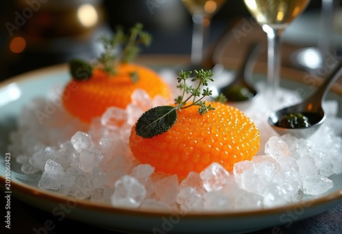 Exclusive Caviar Service on Crushed Ice Luxury Fine Dining Experience