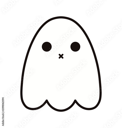 Cute ghost simple line icon, Halloween illustration isolated. Kawaii cartoon ...