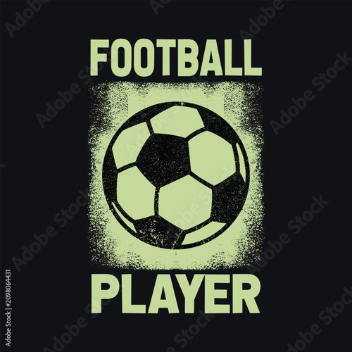 Football Player, Vintage Grunge Typography Design for T-shirt and Apparel Merchandise