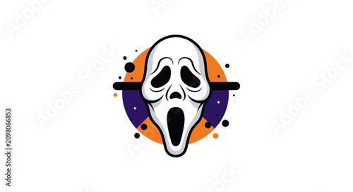 Foto Scary Halloween Ghost Face Mask Isolated on White Background