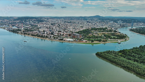 Bild auf Leinwand Belgrade Serbia isalnd and Sava and Danube rivers