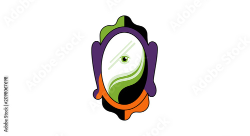 Foto Surreal Mirror with Eye Reflection and Abstract Design on White Background