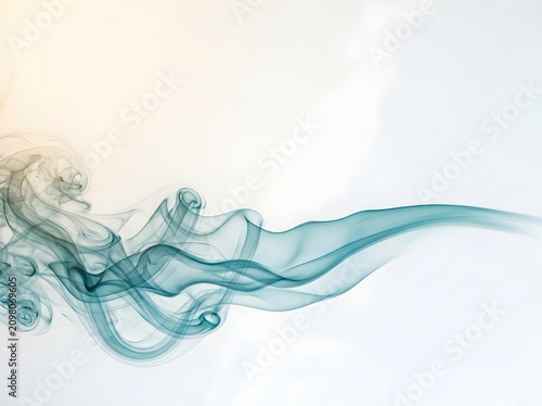 Teal smoke, wavy abstract, misty texture, white background