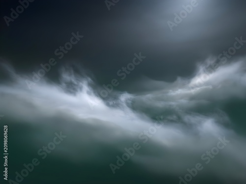 Dramatic stormy sky, dark clouds, ominous weather, moody atmosphere