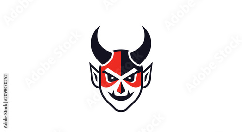 Quadro su tela Devil Face Icon with Horns and Red and Black Markings