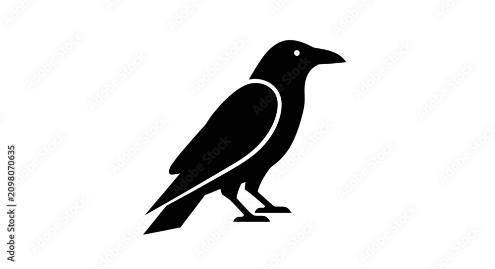 Obraz premium Black silhouette of a bird, isolated on a white background. Simple graphic icon.
