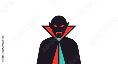 Bild auf Leinwand Vampire character icon with red eyes and cape on white background