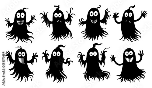 Bild auf Leinwand Cartoon ghost characters with funny expressions for Halloween design