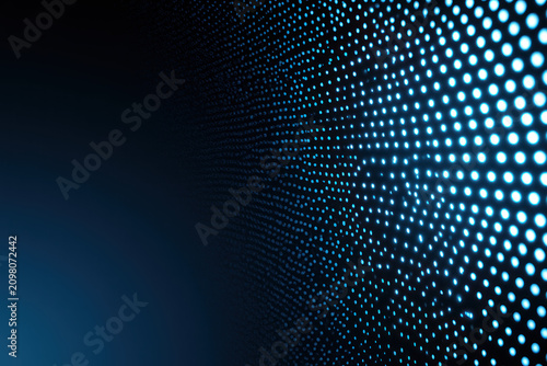 Blue dots glow softly against deep night sky