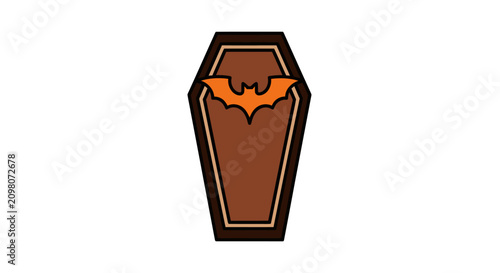 Halloween Coffin Bat Icon Isolated