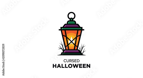 Foto Halloween lantern with spooky branches, cursed holiday graphic