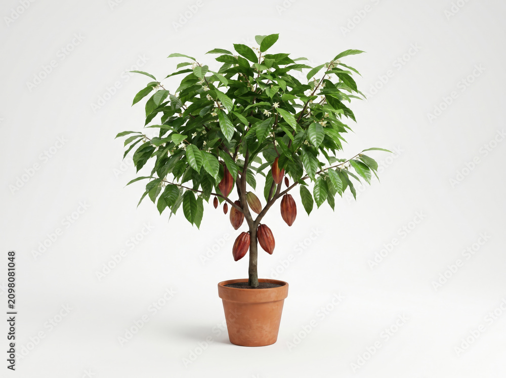 Fototapeta premium Small green bonsai tree in a brown pot