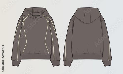 Hoodie relaxed street style loose fit flat drawing cads
