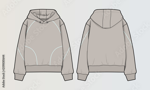 Hoodie relaxed street style loose fit flat drawing cads